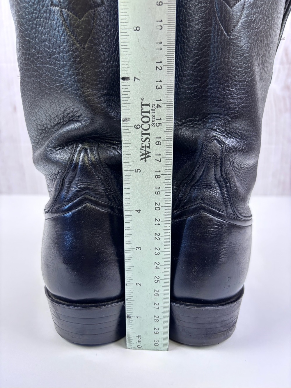 Vintage Lucchese Brown Tag Roper Western Cowboy Boots L818128 Leather Black 8D - Picture 13 of 14